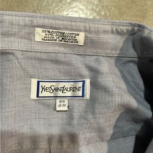 Yves Saint Laurent 16.5 long sleeve button down dress shirt light blue